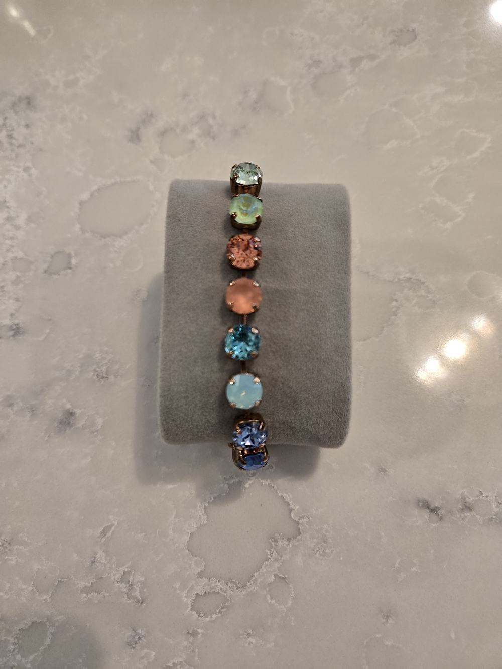 8 MM Beaches And Cream Swarovski Bracelet - Rose Gold Setting